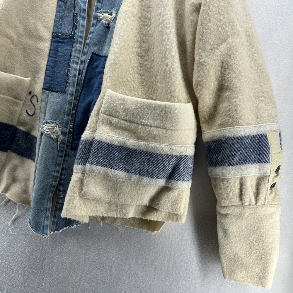 Greg Lauren US Navy Blanket GLJ Military Jacket Mens Large White Wool Denim USA - Picture 7 of 14